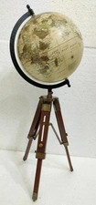 Globe World Tripod Map Stand Nautical Wooden Table Antique Decor Vintage Atlas picture