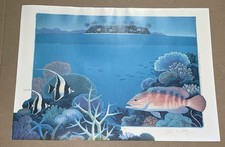 JoAnne Hook Signed Limited Edition Print Ocean Fish Coral 26”x18.5” Unframed ‘91 picture