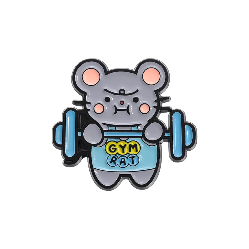 The Gym Rat Enamel Pins Custom Keep Sports Brooches Lapel Badges Cartoon Animal
