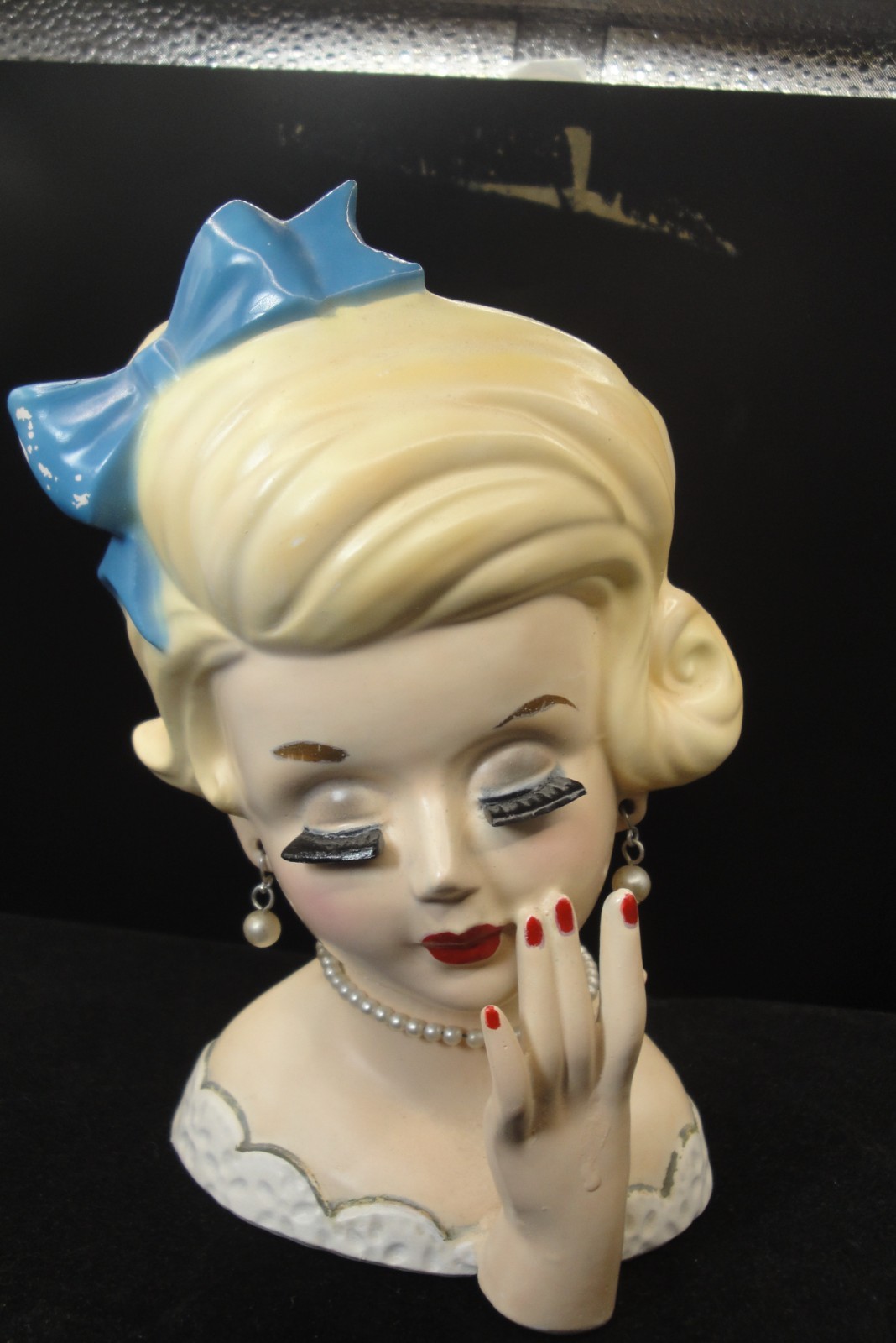 Lovely Vintage c.1950's Ceramic Lady Head Vase MCM Japan 6 1/4" tall VG++ Lovely Vintage c.1950's Ceramic Lady Head Vase MCM Japan 6 1/4" tall VG++