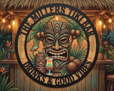 Tiki Bar Metal Wall Art, Custom Backyard Tiki Bar Sign, Tropical Drink Decor picture