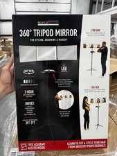 Self-Cut System 360° Tripod Make-Up Mirror LED Dimmable Rechargeable Storage picture