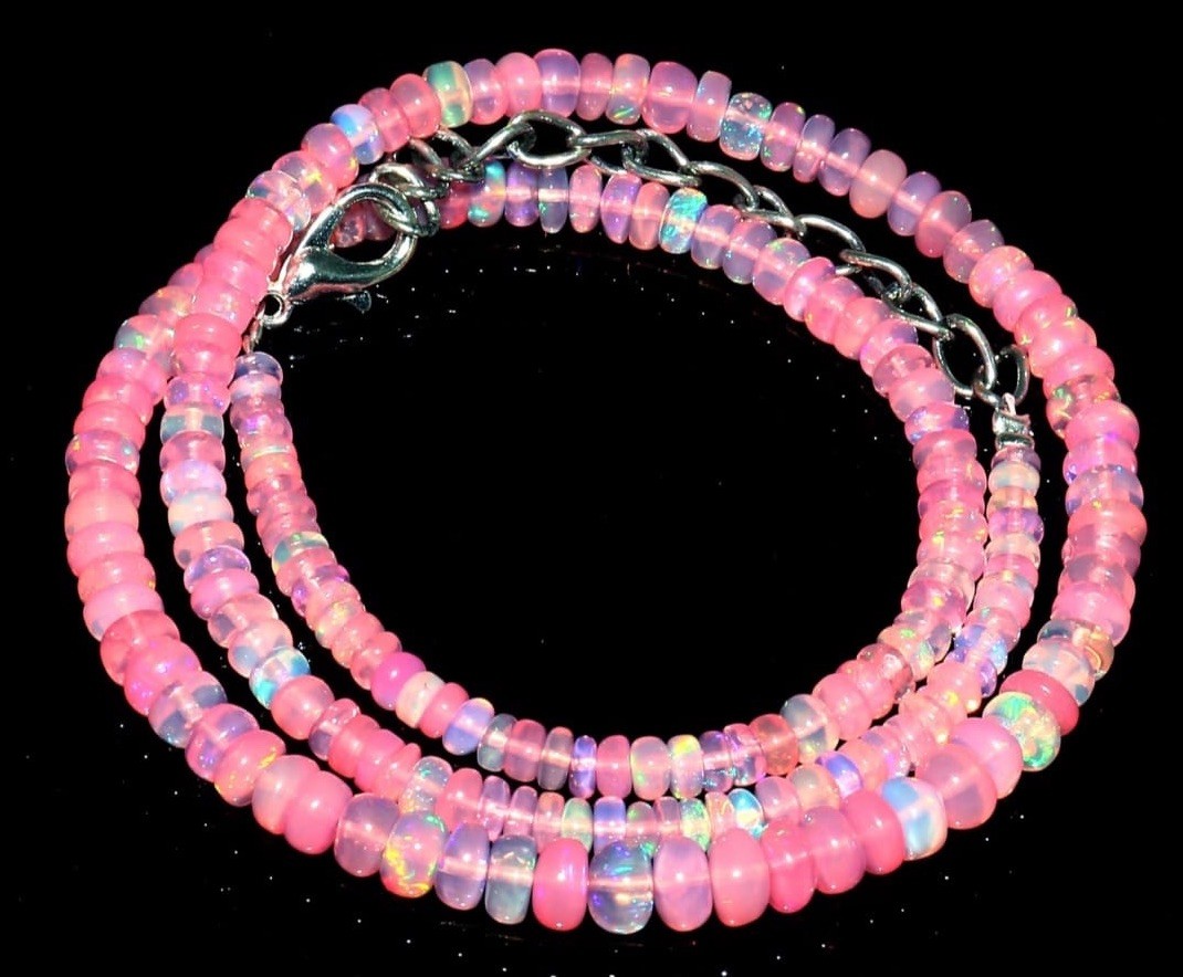 18 Inch Opal Beads Necklace Natural Ethiopian Opal Gemstone Beads Necklaces