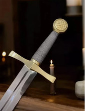 Handmade D2 Steel Excalibur Sword | King Arthur Replica with Leather Sheath Gift picture