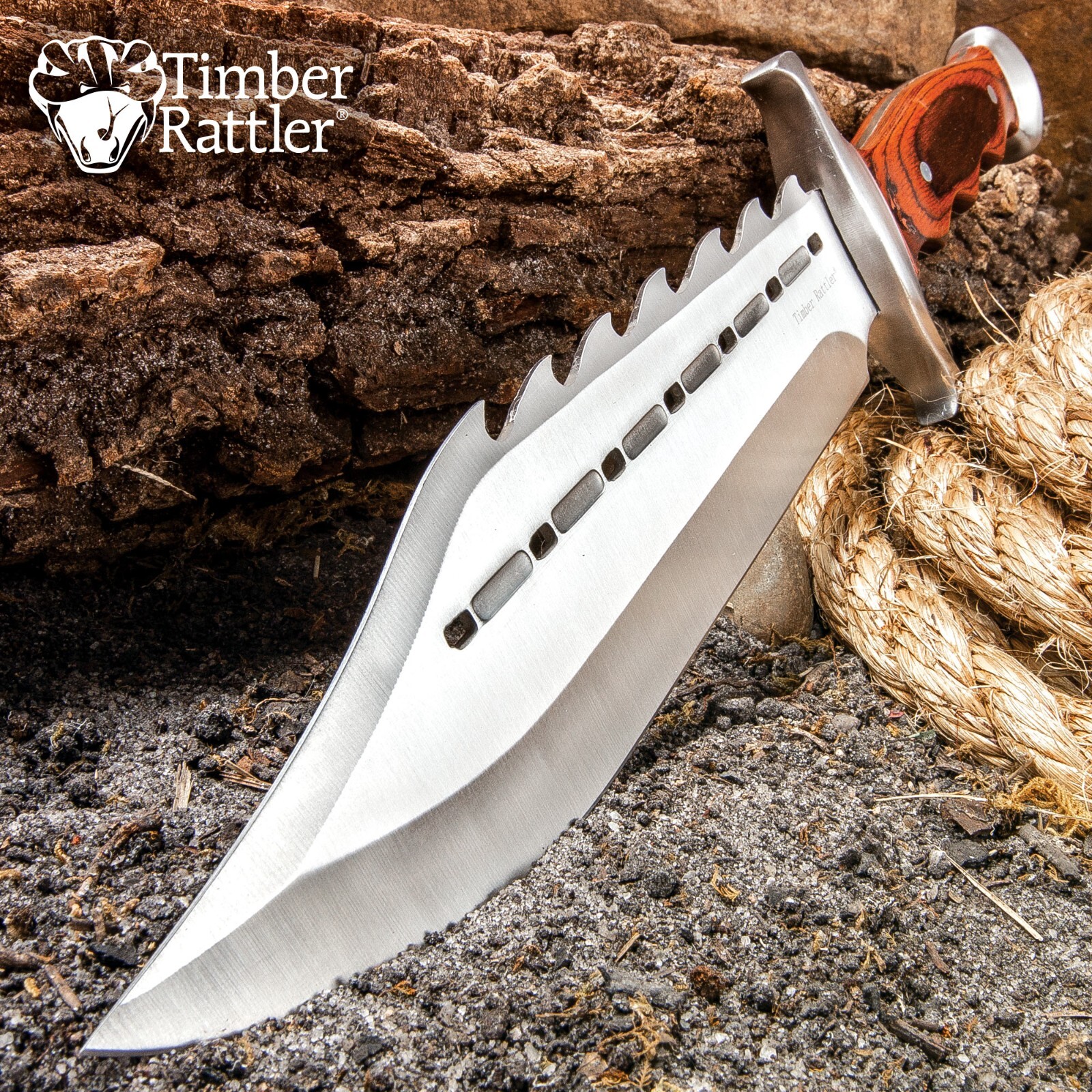 Timber Rattler Sinful Spiked Bowie Knife with Sheath | Spiked Back | 15" Overall Timber Rattler Sinful Spiked Bowie Knife with Sheath | Spiked Back | 15" Overall