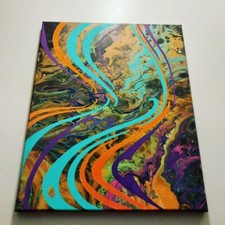 Wavy Abstract Designs Painted On Canvas - Graffiti style - 16' X 20' Inches picture