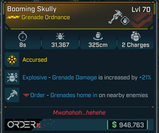 Borderlands 4⭐BOOMING SKULLY GRENADE⭐EXPLOSIVE picture