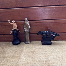 Avon  Aftershave Horse Hitching Post & cowboy riding bronco And Race Horse 3 Pc picture