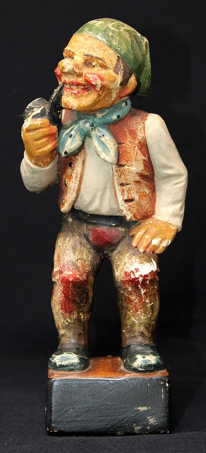 ANTIQUE Hand Painted Chalkware Figure AUSTRIA, Man with Pipe 8.25" Tall REPAIRED ANTIQUE Hand Painted Chalkware Figure AUSTRIA, Man with Pipe 8.25" Tall REPAIRED