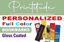 500 Custom Printed Bookmarks 2 SIDED 16pt GLOSS Personalized Book Mark 2"x7" picture