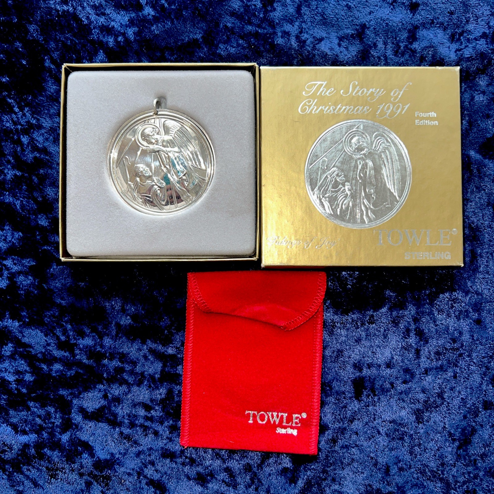 TOWLE 1991  "The Story of Christmas" Sterling Ornaments Tidings Of Joy