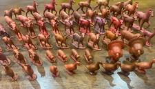 Auburn toys 1950s vinyl plastic plastic farm animals toy figures LOT OF 57 TAN picture