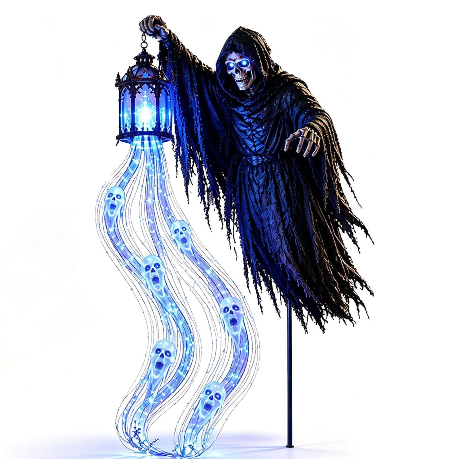 Halloween Grim Reaper Yard Stake, Solar Ghost Soul Light Outdoor Decoration