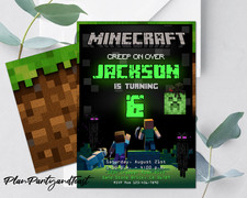Minecraft birthday invitation 5x7 digital invitation ready in 24 hours! picture