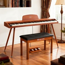 Brown 88Keys Digital Piano Semi Weighted Electric Keyboard,3Pedal,USB/MIDI,Bench picture