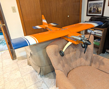 RC Trainer Airplane Model, Hobby Grade, Wood, Nitro/Glow, Orange Blue White picture