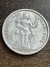 1965 French Polynesia 5 Five Francs Beautiful Rare Actual Coin TC8688* picture