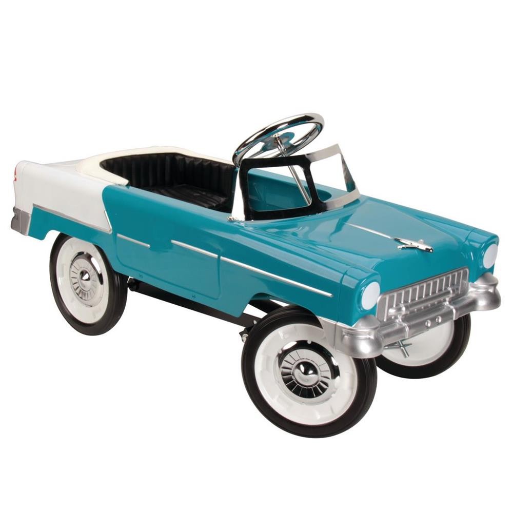 Retro Tri-Five 1955 Fits Chevy Steel Metal Pedal Car, Aqua/White Retro Tri-Five 1955 Fits Chevy Steel Metal Pedal Car, Aqua/White