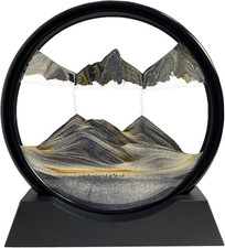 Moving Sand Art Picture 3D Deep Sea Sandscape Round Glass Relaxing Desk Decor picture