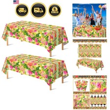 2 Pack Luau Party Decorations - Plastic Tablecloth for Hawaiian Theme Party D... picture