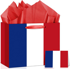 France Gift Bag with Card & Wrapping Papers,French Flag Bag,French Theme Party D picture