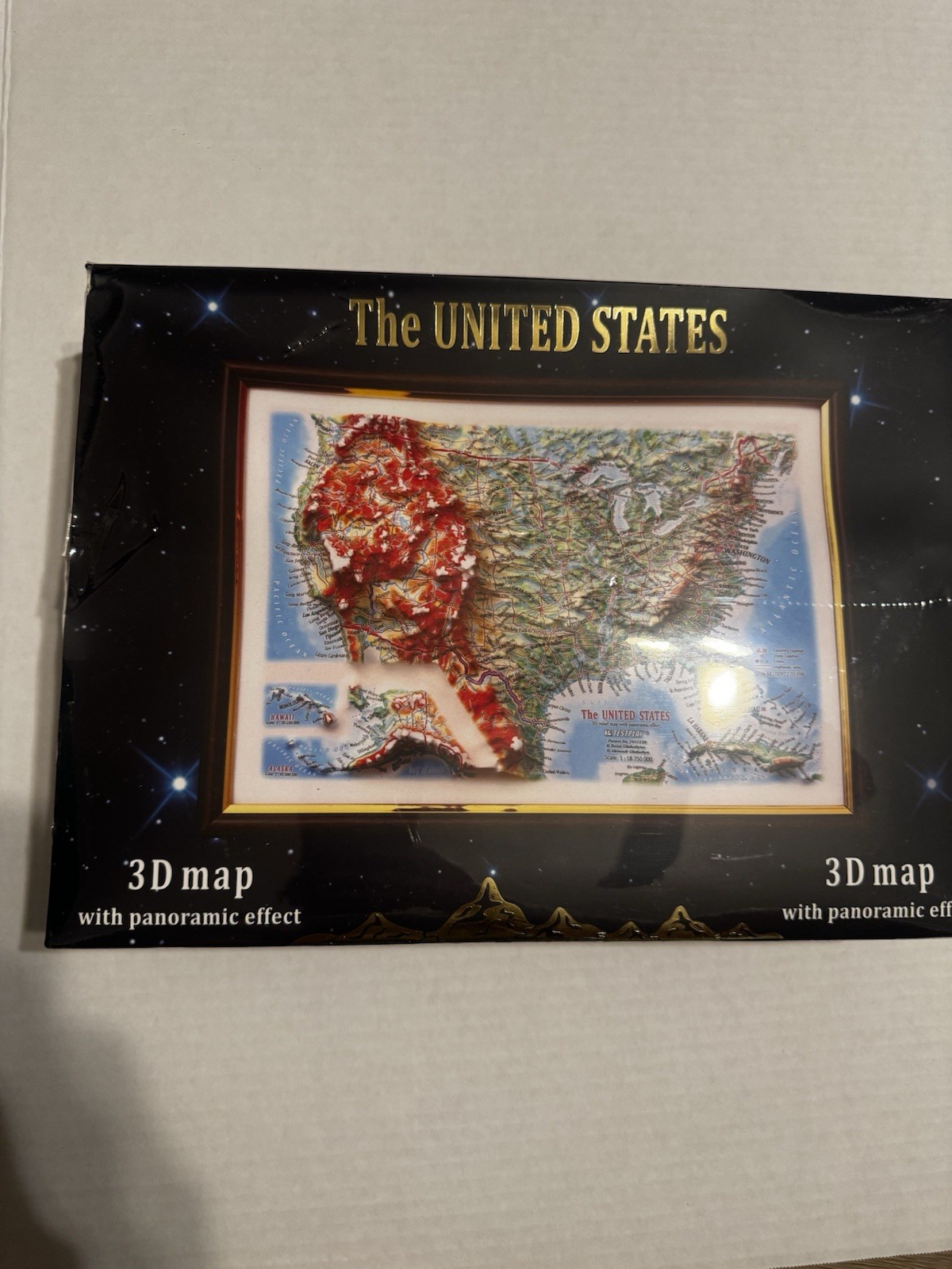 •	“United States 3D Map Raised Relief Panoramic Effect”