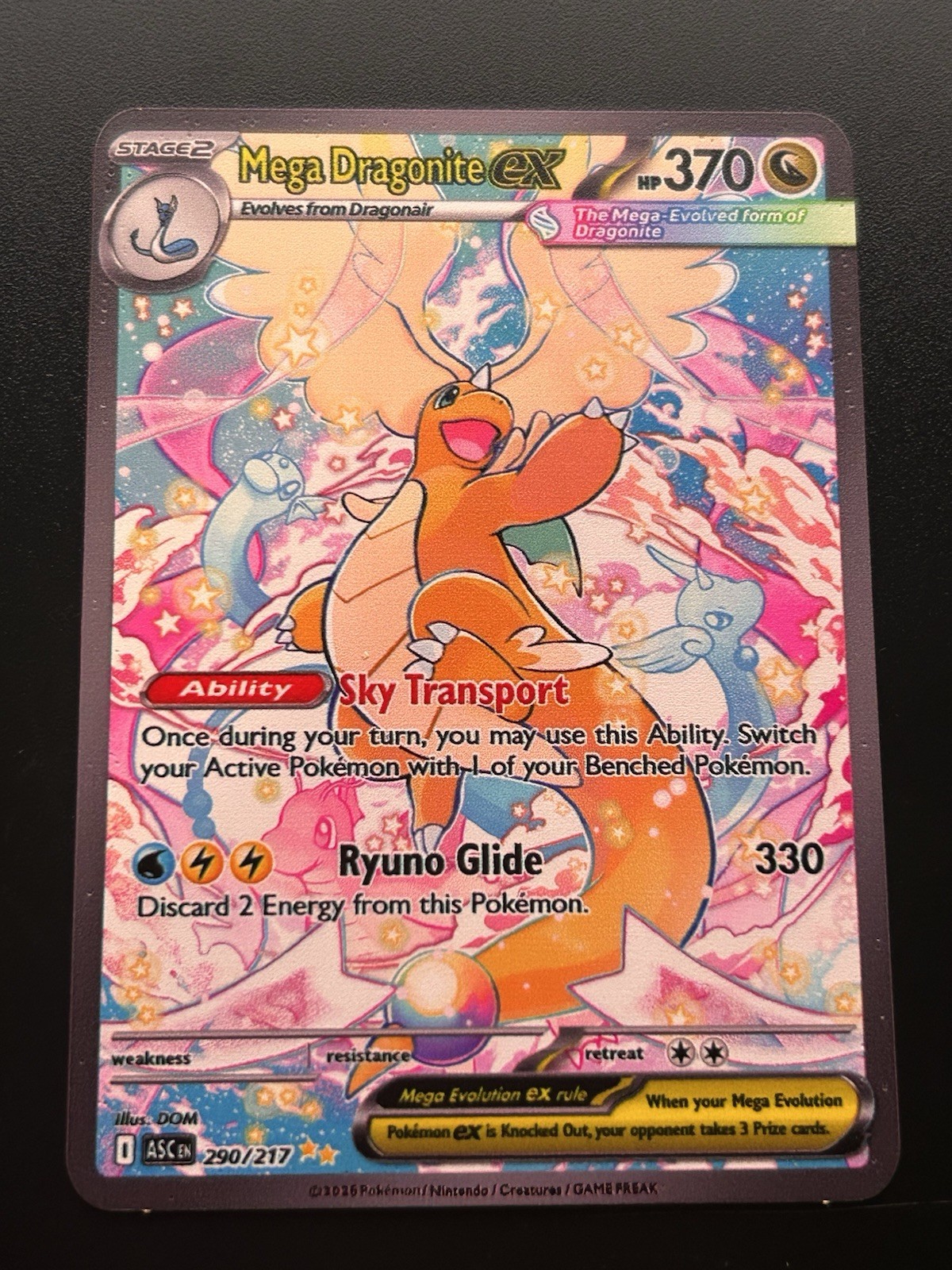 Mega Dragonite ex 290/217 Pokemon Premium Gold Metal Card Collectible Mega Dragonite ex 290/217 Pokemon Premium Gold Metal Card Collectible
