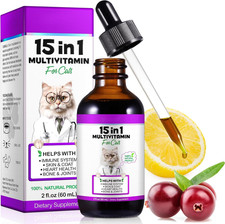 Cat Multivitamin,15 in 1 Cat Vitamins Liquid Drops Supplements for Heart Health, picture