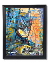 Guajardo Art Original 14x11 Abstract Batman Pop Art Painting Signed Canvas picture
