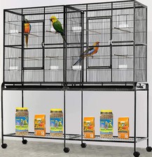 64" XLARGE Double Flight Breeding Canaries Aviary Cockatiel Budgie LoveBird Cage picture