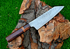 Custom Hand Made Forged Damascus Steel Kitchen Chef Knife Wood Handle 2735 picture