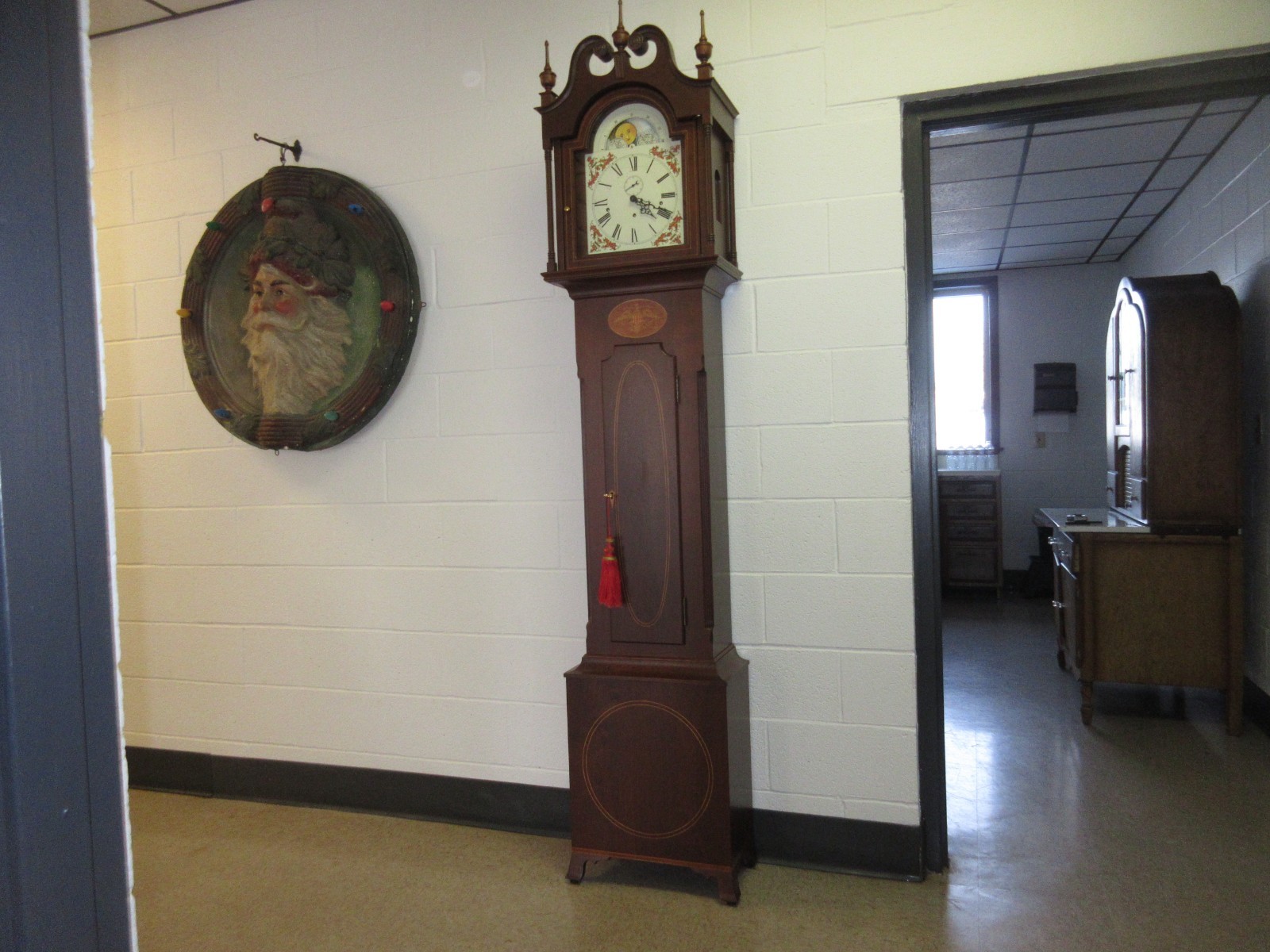 VINTAGE GRANDFATHER CLOCK CHERRY WOOD RUNS & CHIMES GERMAN MOVEMENT ELEGANT VINTAGE GRANDFATHER CLOCK CHERRY WOOD RUNS & CHIMES GERMAN MOVEMENT ELEGANT