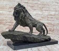 Extra Large Wild African Lion on Prowl Wildlife Safari Bronze Sculpture by Barye picture