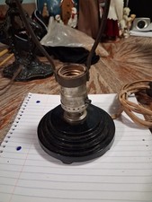 Black Amethist Glass Depression Era Pressed Art Glass Lamp picture