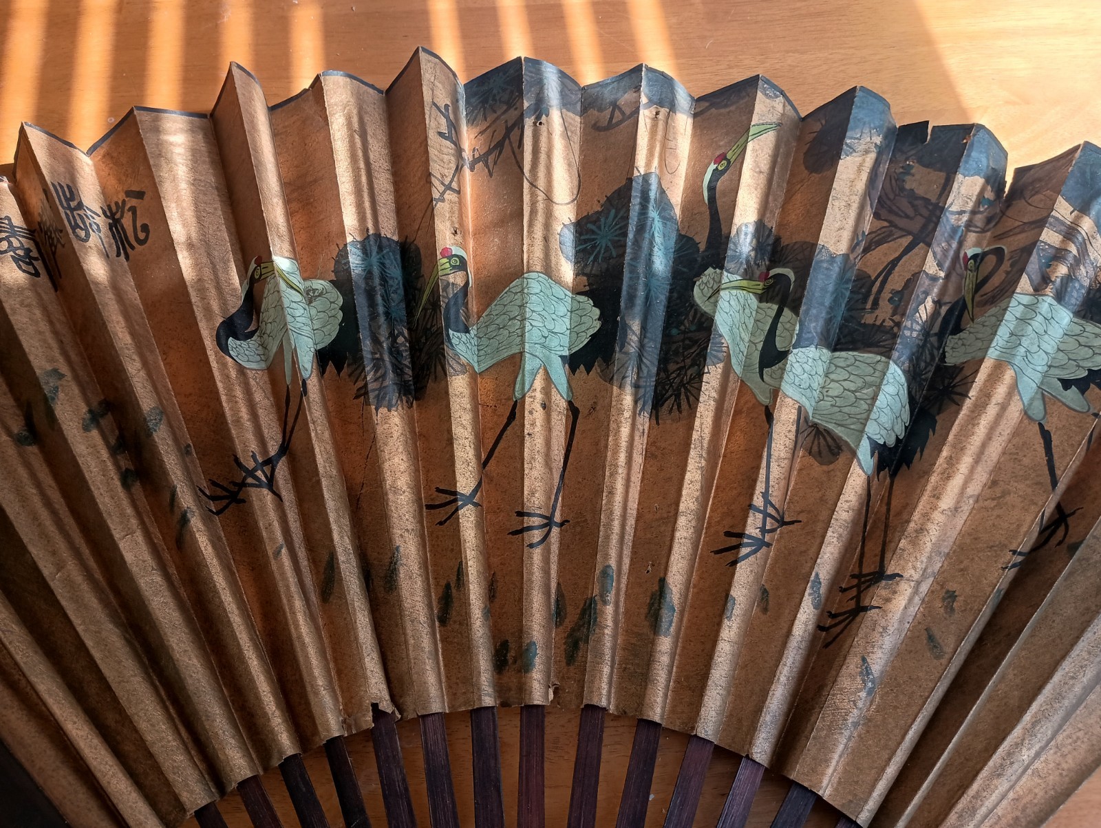 Large Hand Painted Wall Fan Asian Hand Painted Folded Paper Fan, 41"X24"See Pics Large Hand Painted Wall Fan Asian Hand Painted Folded Paper Fan, 41"X24"See Pics