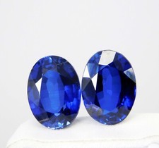 Natural 25.95 Ct California Blue Rare Benitoite Oval Cut CERTIFIED Gemstone Pair picture