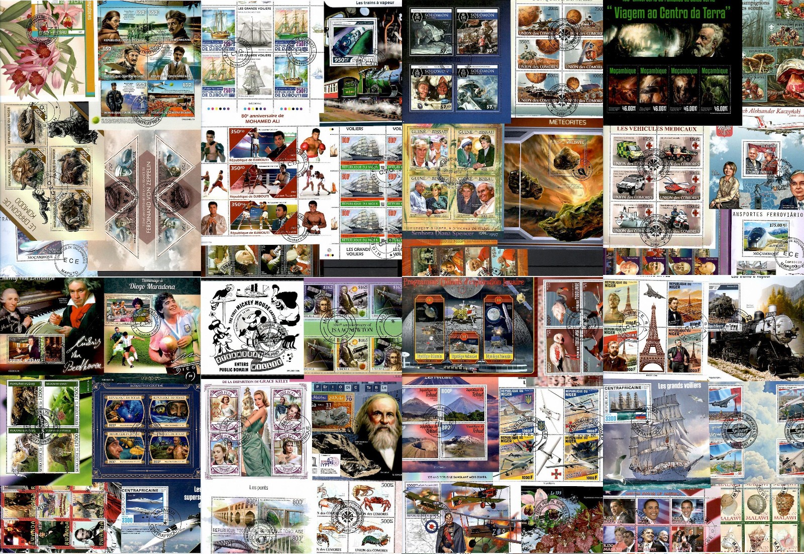 Lot 950 different souvenir sheets - topical collection CTO Lot 950 different souvenir sheets - topical collection CTO
