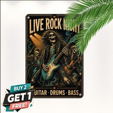 Hard Rock Band Guitarists Tribute Retro Metal Tin Sign Music Room Plaque picture