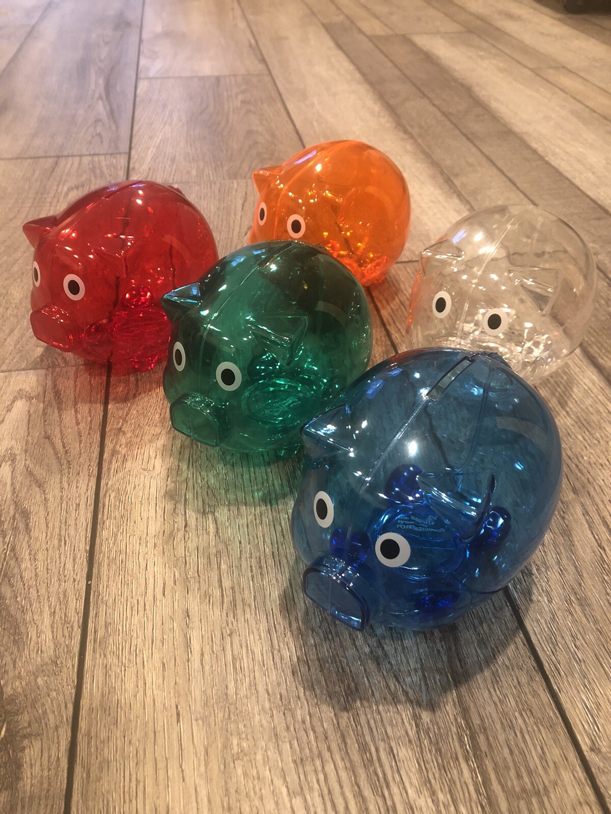 PLASTIC PIGGY BANK 5”X 4”x4"- SAVE COINS AND CASH FUN FOR KIDS BLUE RED GREEN