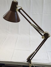 Mid Century Danish Architect Lamp Edge Clamp Brown Vintage Tested Working 70s picture