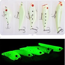 5pcs Minnow Crankbait Luminous Fishing Lures Set with Box Glow Fishing Bait picture