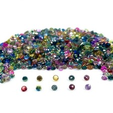 25 Pcs Natural Multi Sapphire Ceylon 2mm Round Diamond Cut Loose Gemstones Lot picture