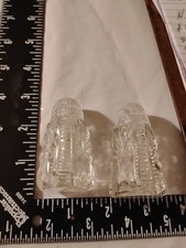 Antique Vintage Old Salt and Pepper Shakers cut glass Tower Starburst Slots  picture