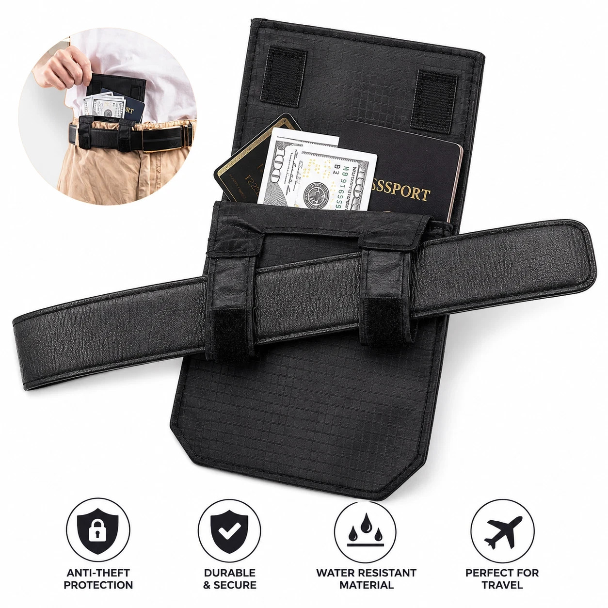 Anti Theft RFID Travel Money Belt Bag Wallet Credit Card ID Cash Passport Anti Theft RFID Travel Money Belt Bag Wallet Credit Card ID Cash Passport