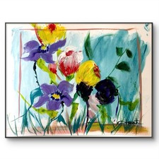 Flowers Abstract 14x11 Paper Original Art Design Expressionism Fine Art Signed picture