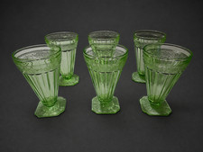 Jeannette Poinsettia Adam Green Uranium Depression Glass 9oz Tumblers Set of 6 picture