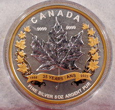 RARE 2023 $50.00 CANADA .9999 SILVER 35TH ANN OF MAPLE LEAF Coin WITH BOX & COA! picture