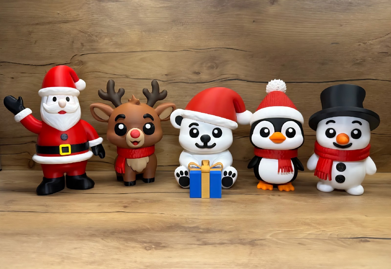 Santa, Rudolph, Snowman, Bear And Penguin 12 Inches Christmas Set Santa, Rudolph, Snowman, Bear And Penguin 12 Inches Christmas Set