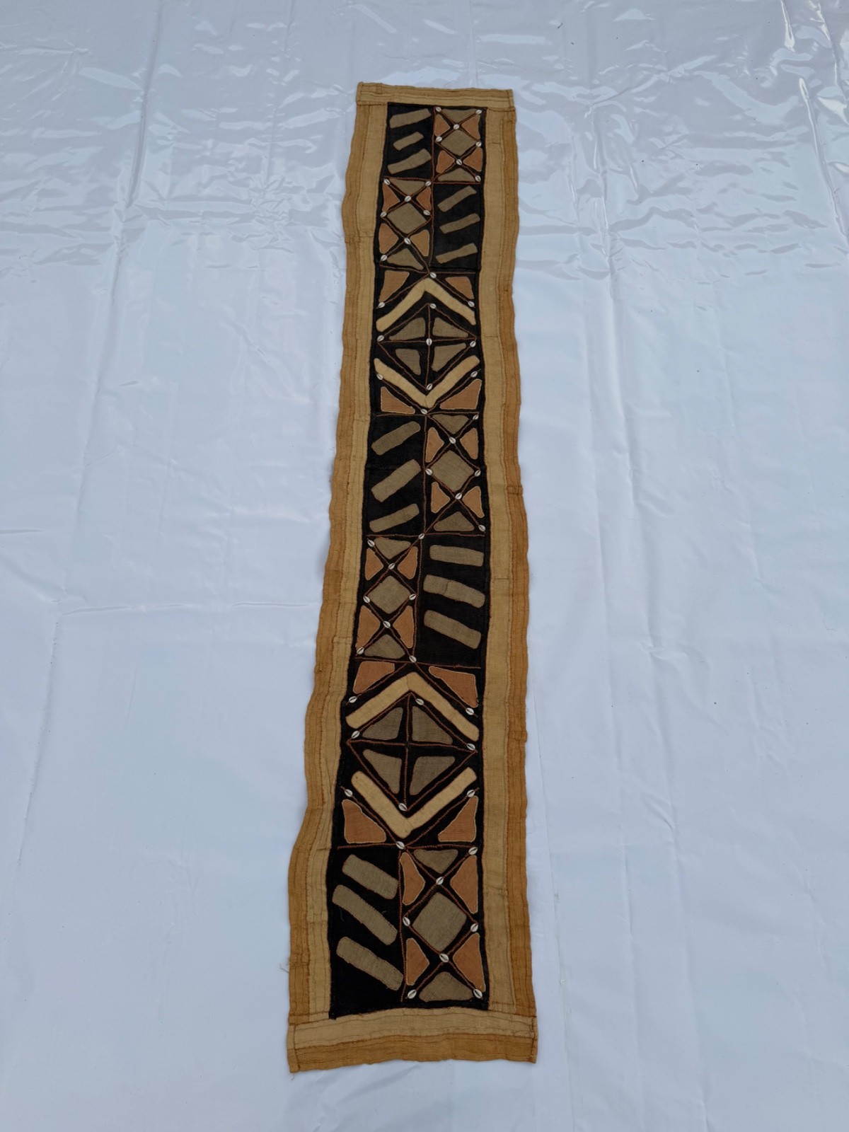 Old Hand Woven African Kuba Raffia Congo Textile Cloth Runner 233x43 Cm Old Hand Woven African Kuba Raffia Congo Textile Cloth Runner 233x43 Cm