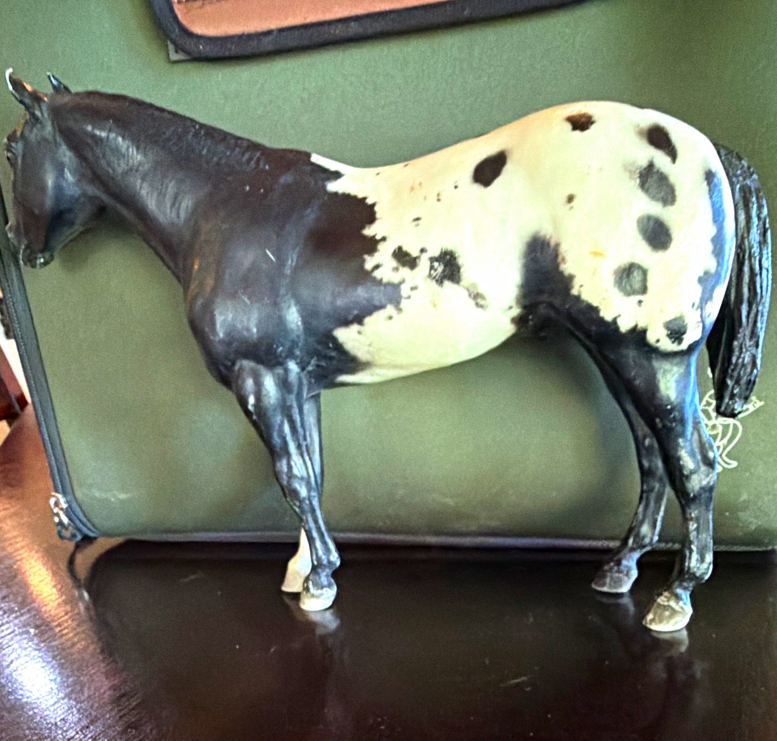 Black & White Spotted Appaloosa Horse Figurine Model, Plastic